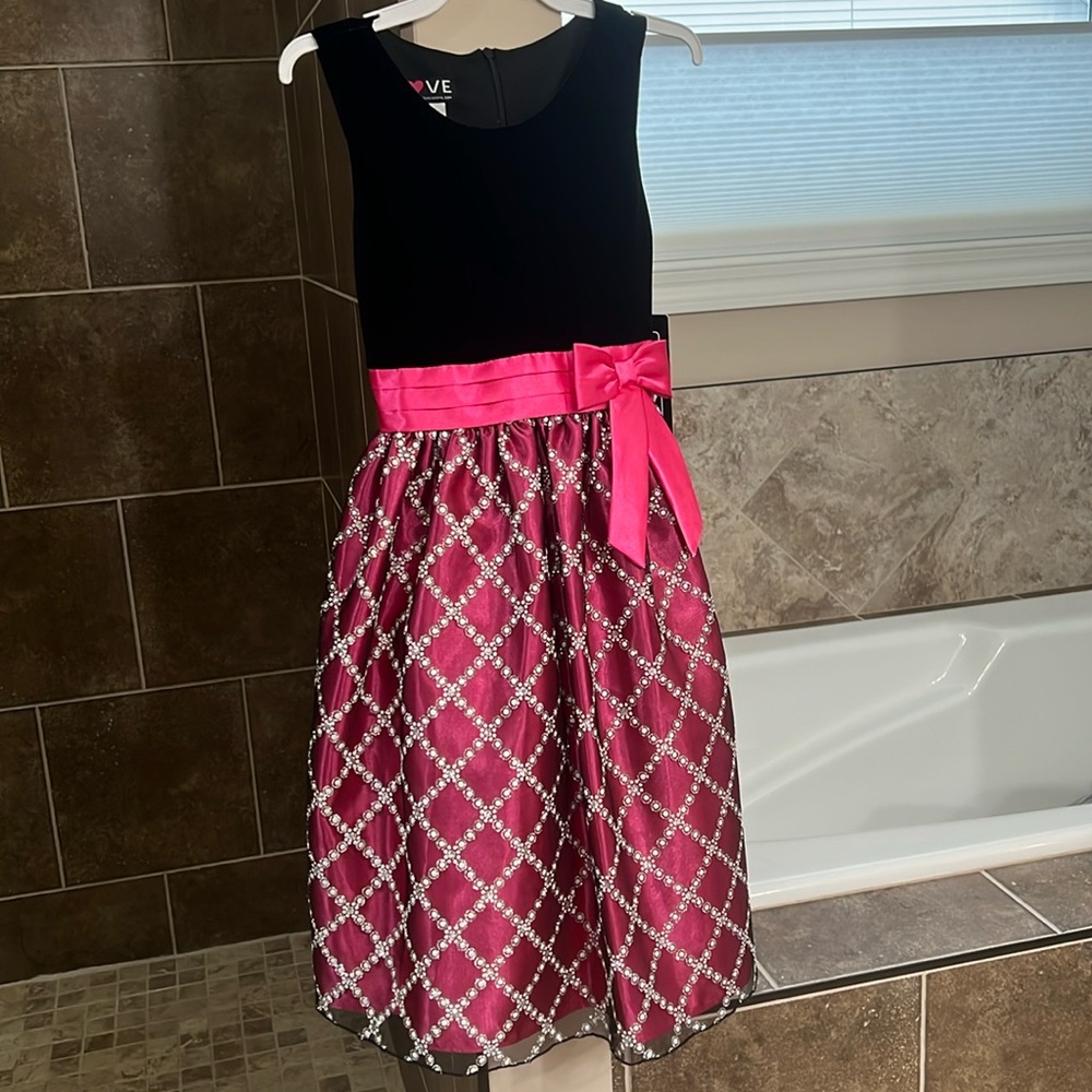 New! Love girls black and pink formal dress.  Size 12